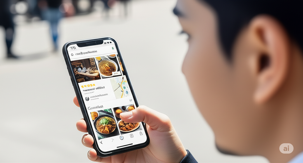Pelanggan lokal sedang mencari lokasi usaha atau bisnis di google business profie